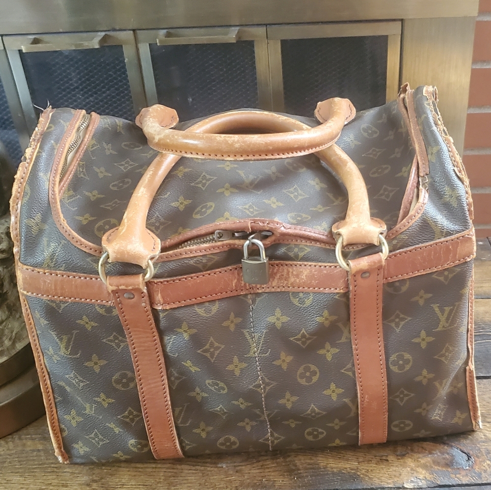 Vintage Louis Vuitton Sac Chien Carrier Duffel Brown Monogram Canvas Wee…